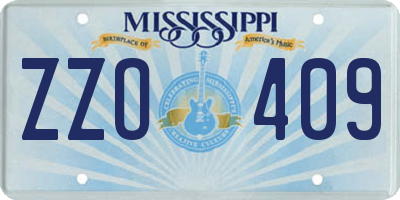 MS license plate ZZO409