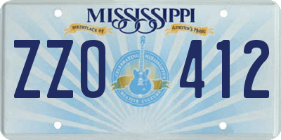 MS license plate ZZO412