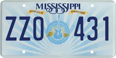MS license plate ZZO431