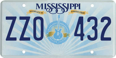 MS license plate ZZO432