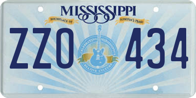 MS license plate ZZO434