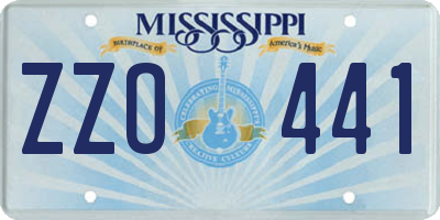 MS license plate ZZO441
