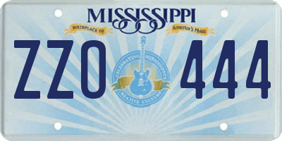 MS license plate ZZO444