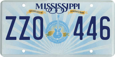 MS license plate ZZO446