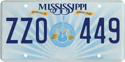 MS license plate ZZO449