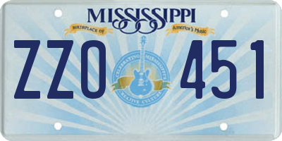 MS license plate ZZO451