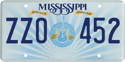 MS license plate ZZO452