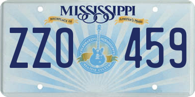 MS license plate ZZO459