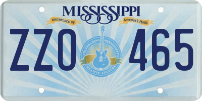 MS license plate ZZO465