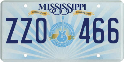 MS license plate ZZO466