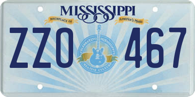 MS license plate ZZO467