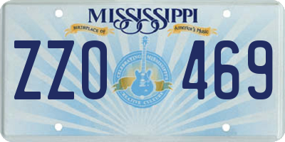 MS license plate ZZO469