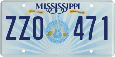 MS license plate ZZO471