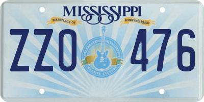 MS license plate ZZO476