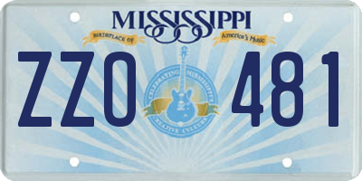MS license plate ZZO481