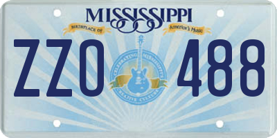 MS license plate ZZO488