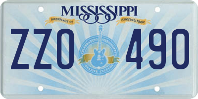 MS license plate ZZO490