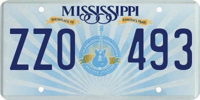 MS license plate ZZO493