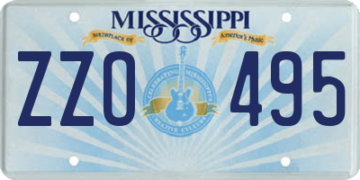 MS license plate ZZO495
