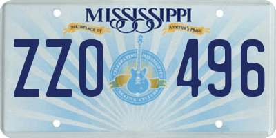 MS license plate ZZO496