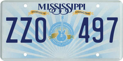MS license plate ZZO497