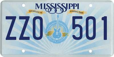 MS license plate ZZO501