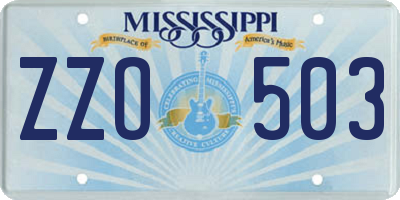 MS license plate ZZO503