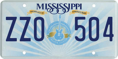 MS license plate ZZO504