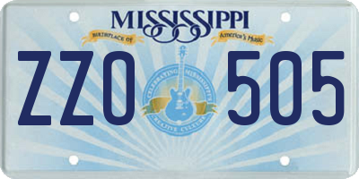 MS license plate ZZO505