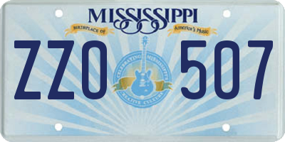 MS license plate ZZO507