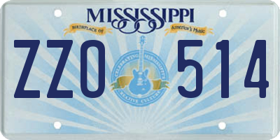 MS license plate ZZO514