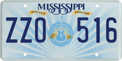 MS license plate ZZO516