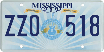 MS license plate ZZO518