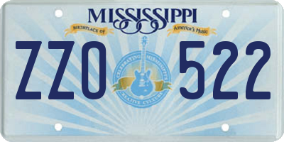 MS license plate ZZO522