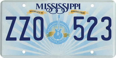 MS license plate ZZO523