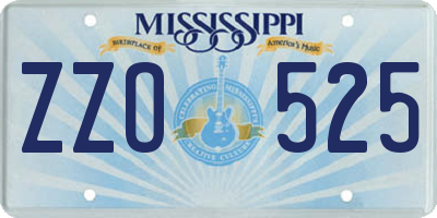 MS license plate ZZO525