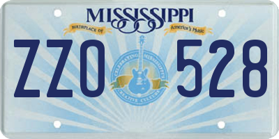 MS license plate ZZO528