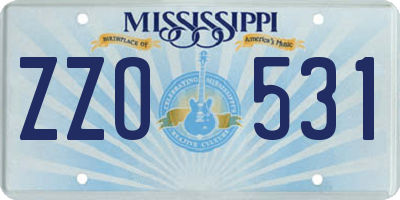 MS license plate ZZO531