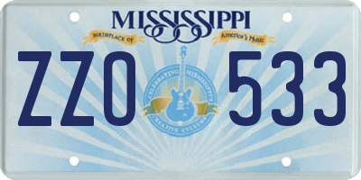 MS license plate ZZO533