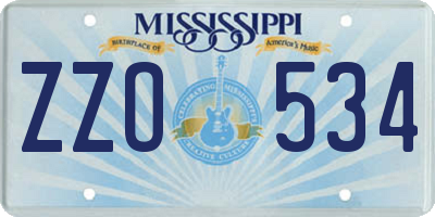 MS license plate ZZO534