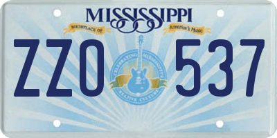 MS license plate ZZO537