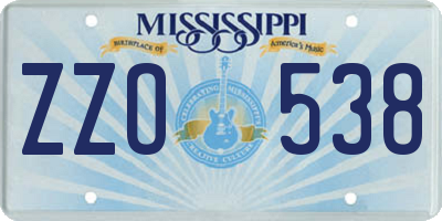 MS license plate ZZO538