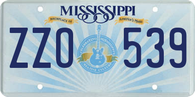 MS license plate ZZO539