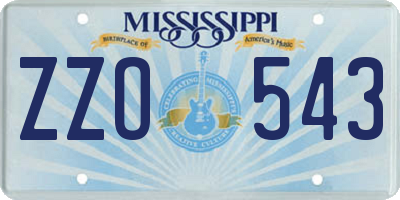 MS license plate ZZO543