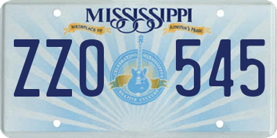 MS license plate ZZO545