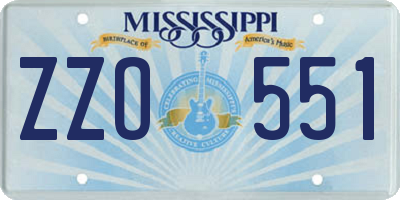 MS license plate ZZO551