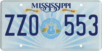 MS license plate ZZO553