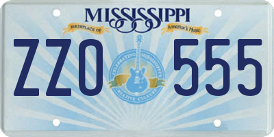 MS license plate ZZO555