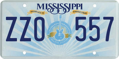MS license plate ZZO557