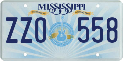 MS license plate ZZO558